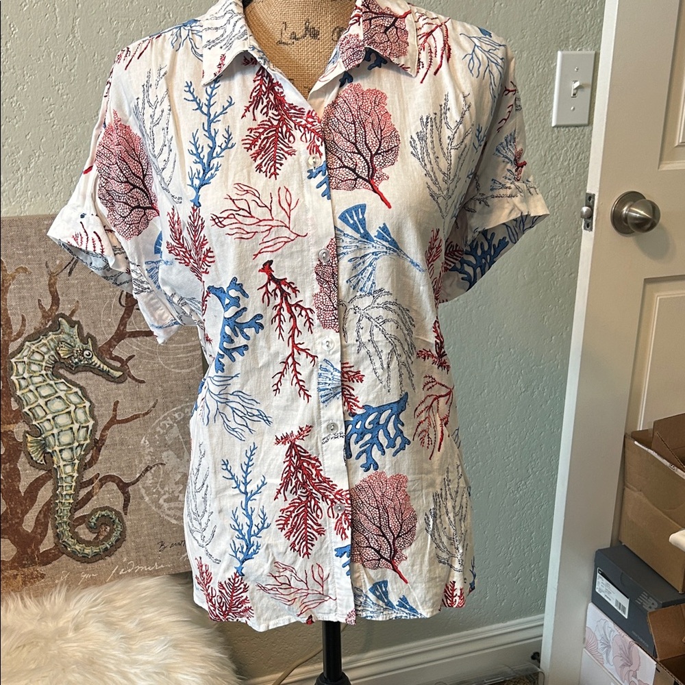 Jane and Delancey Coral Reef Button Down Shirt